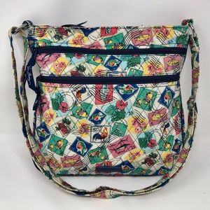 Vera Bradley Cuban Stamps Crossbody Purse Shoulder Bag Hipster Soft Packable